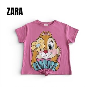 032 Zara Pink Tee with Cute Chipmunk Print